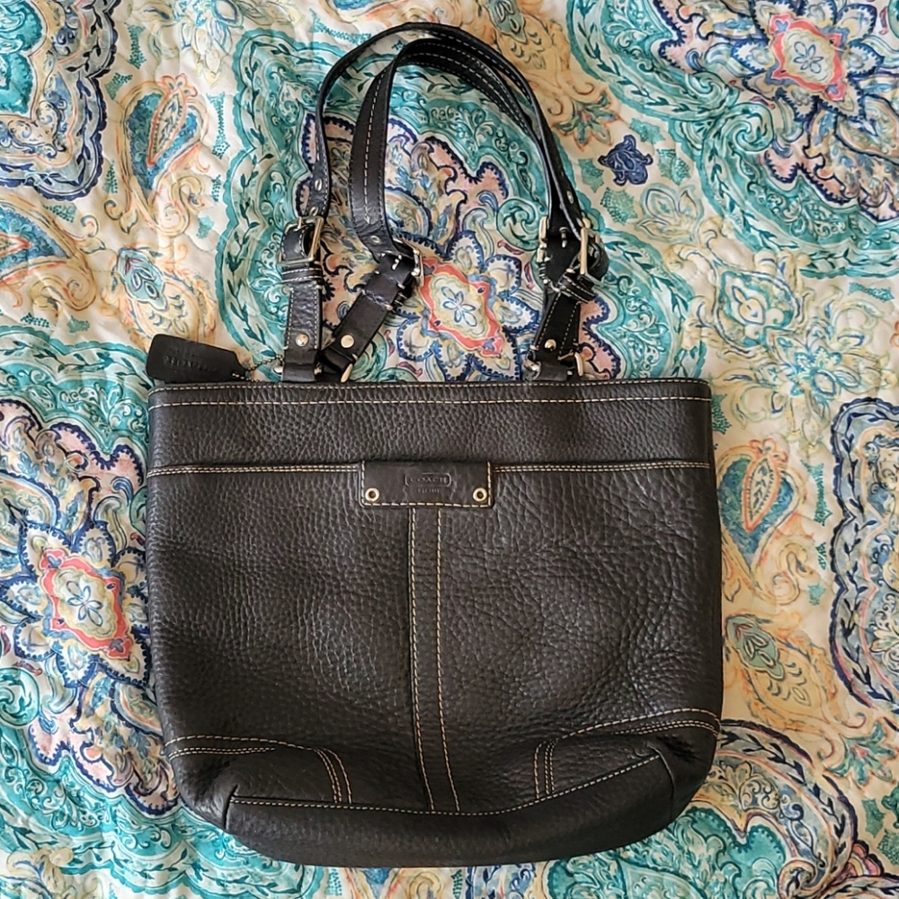 Coach pebbled black leather bag
